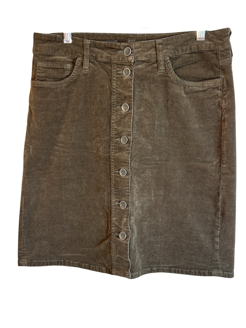 KUT FROM THE KLOTH A-Line Corduroy Skirt Brown Button Down Stretch Pockets sz 6